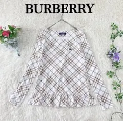 ✨美品✨バーバリーブルーレーベル ノバチェック　ペプラム　カットソー　白　38