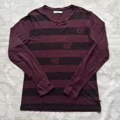 MORGAN HOMME モルガンオム 長袖Tシャツ ボーダー ボルドーのサムネイル