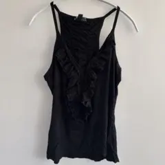 RAMPAGE ブラック フリルキャミソール L