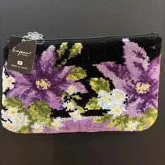 Enjeau アーンジョー 花柄 シェニール織 ポーチ