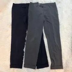 2点まとめ売り スーツカンパニー ネイビー 無地 グレー チェック柄 スラックス