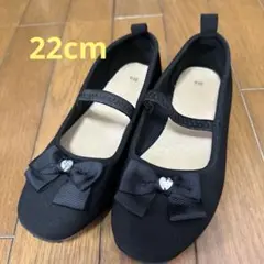 リボン付きブラックフォーマルシューズ 22.0cm