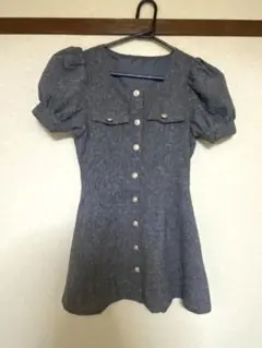 デニム風　ミニワンピース 半袖