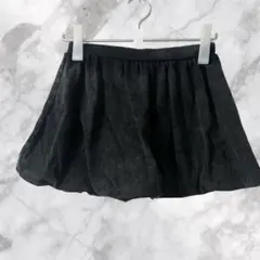 【美品） 】黒 デニム風バルーン　スカート　ミニスカート　ケミカルデニム