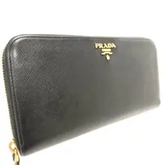 プラダ サフィアーノ 長財布 PRADA ブラック レザー ジップ ウォレット