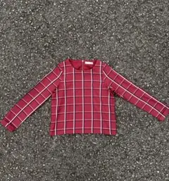 赤 チェック柄 長袖 トップス