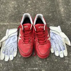 asics 野球スパイク26.5cm&バッティンググローブ Lサイズ　セット