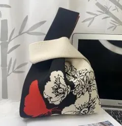 シンプルデザインで四季活躍！ポリエステルニットの伸縮性抜群トートバッグ