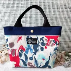 ミニトートバッグ　森の動物たち　ネイビー　ハンドメイド