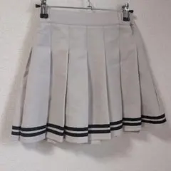 【GLOBAL WORK】ベージュ プリーツスカート 黒ライン 140cm
