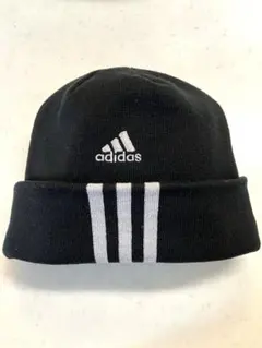 adidas 3ストライプ ニット帽 ブラック フリーサイズ