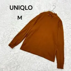 【ユニクロ】M メンズ　モックネックTシャツ　綿100% シンプル　黄茶色