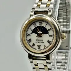 J-AXIS SCRIPT ムーンフェイズ クォーツ レディース 腕時計 不動品