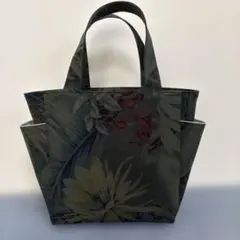 ボタニカル柄 トートバッグ ダークグリーン