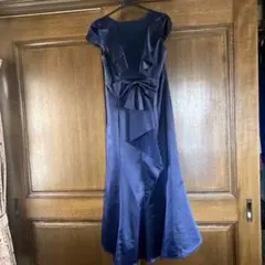 ネイビー フレアドレス リボン付き