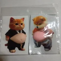 お腹　ぽっこり　シリコン　ぷにぷに　ステッカー　猫　ねこ　柴犬　スーツ