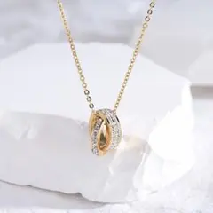 ＊新品　ダブルリング　レディース　ネックレス　ゴールド　大特価♡送料無料★