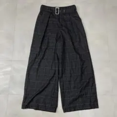 GU ジーユー チェック柄 ベルト付 ワイドパンツ ベルテッドワイドパンツ XL