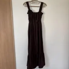 しまむら hok trishダークブラウン キャミワンピース ロング L