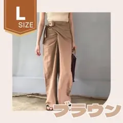 【L】カジュアルパンツ リネンパンツ ハイウエスト ファッションパンツ シンプル