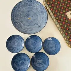 新品未使用　有田焼 肥前 哲三郎窯 山水画模様　大皿小皿　セット