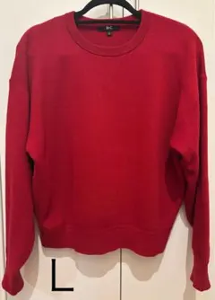 UNIQLO 15レッド 赤　スムースコットンクルーネックセーター