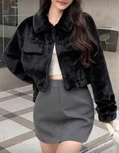 ファー クロップドジャケット ファーコート アウター