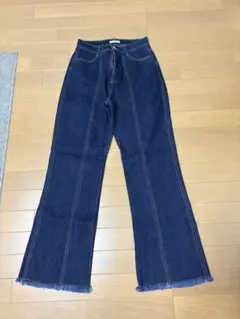 クラシカルエルフ　最新美脚デニム 裾フリンジセミフレアデニムパンツ