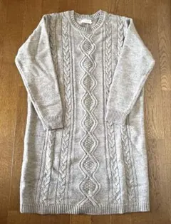 anyFAM グレー ニットワンピース 長袖　フリーサイズ