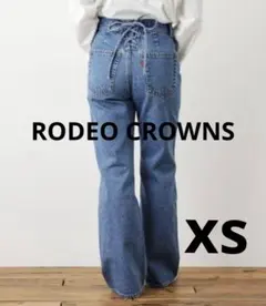 【美品】RODEO CROWNS レースアップフレアデニム XS