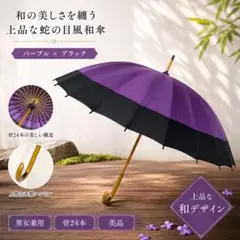 蛇の目風和傘 男女兼用 パープル 骨24本 美品！のサムネイル