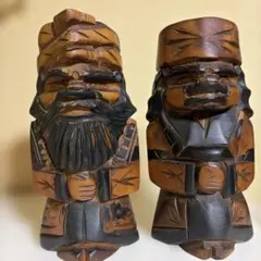 アイヌ　ニポポ　木製彫刻 置物 二体セット