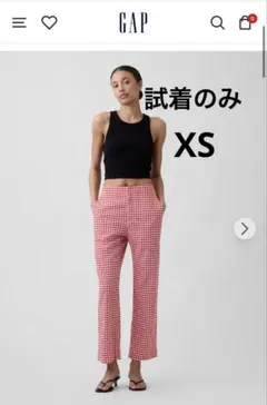 GAP リネン混 ギンガムチェック クロップドパンツのサムネイル