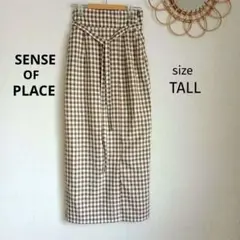 SENSE OF PLACE　ギンガムチェックハイウエストラップスカート