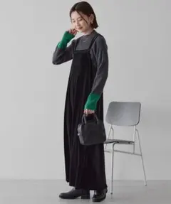 美品 ベロアキャミワンピース