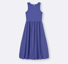 GU バブルヘムワンピース(ノースリーブ) L ブルー