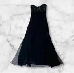 美品★TADASHI SHOJIストラップレススパンコールシフォンロングドレス