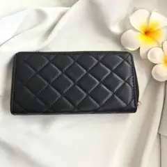 黒 合成皮革 長財布 カードポケット付き