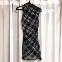 SHEIN チェック柄ウエストベルト 付きミニドレス ワンピース ミニ