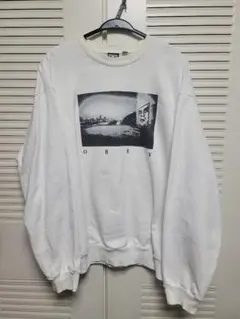 OBEY オベイ プリント裏起毛 スウェット トレーナー 白 メンズL