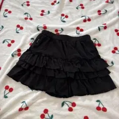 COMME CA ISM ブラックフリルキュロット 120A