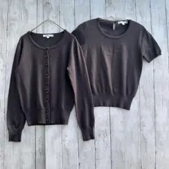 クランプリュス＊チャコールグレーアンサンブルニット【M】
