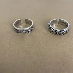 た*た様 シルバー925 花模様 リング 2点セット