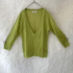 Real Riche リアルリッシュ 日本製 七分袖Vネックニット M