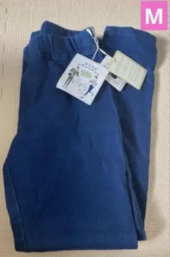 デニムレギンス　Mサイズ　ラフラク　冬　レギンスパンツ　ブルー　ゆったり着心地