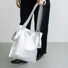 【美品】BEAURE カウレザー 2WAY ハンドル トートバッグ　シルバー