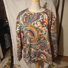 ペイズリー柄 長袖トレーナー