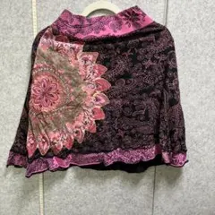Desigual フレアスカート 総柄 ピンク×ブラック Mのサムネイル