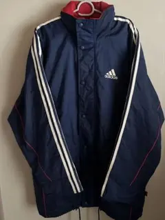 90s adidas ベンチコート　ヴィンテージ　中綿ジャケット　万国旗タグ