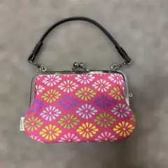 あやの小路　AYANOKOJI がま口　小物ポーチ　花柄　革ヒモ付き　手提げ財布